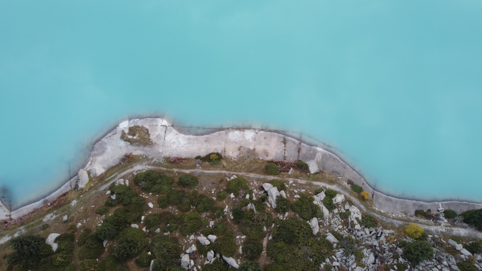 A bird's eye view of an island in the ocean