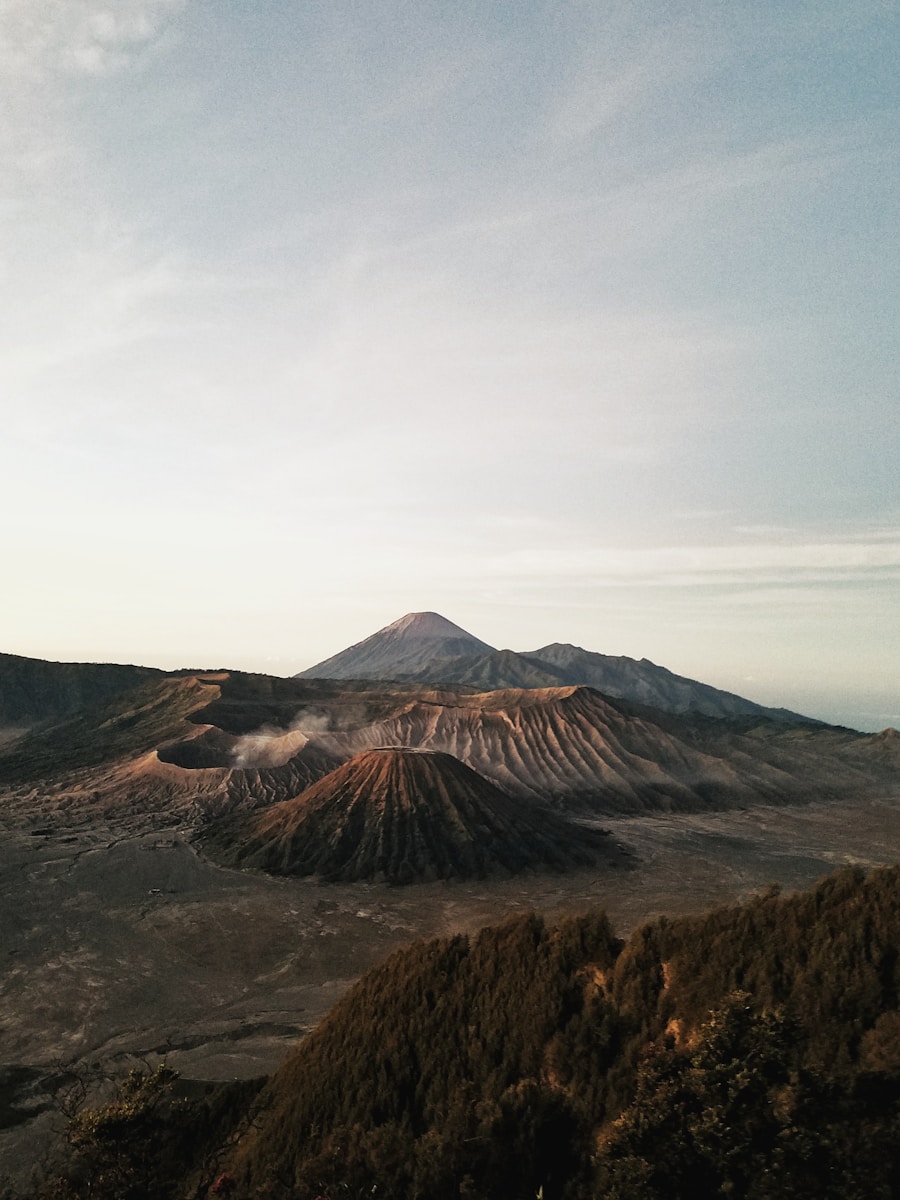 photo of crater and mountain