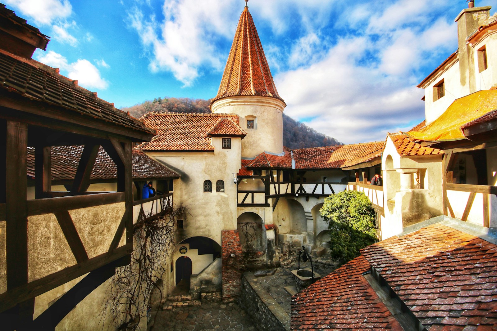 top view of village roofs