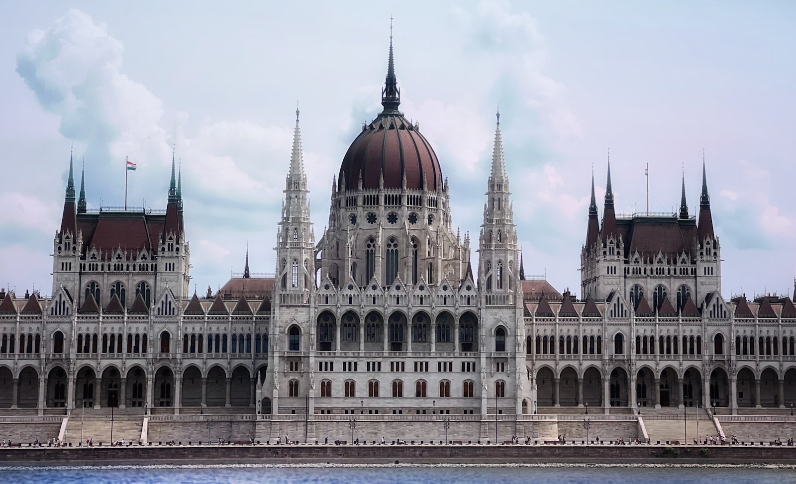 a large building with many spires on top of it